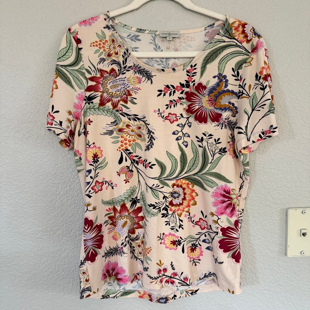 Un Jour Ailleurs Paris 2 Floral Print Beaded Wearable Art Embellished